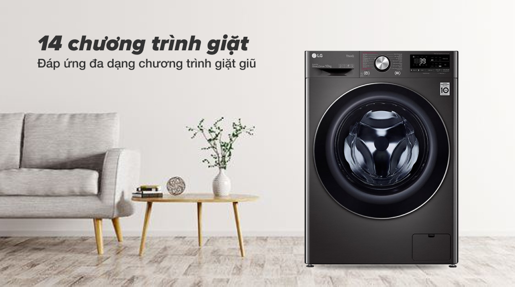 Máy giặt LG Inverter 10 kg FV1410S3B có 14 chương trình giặt