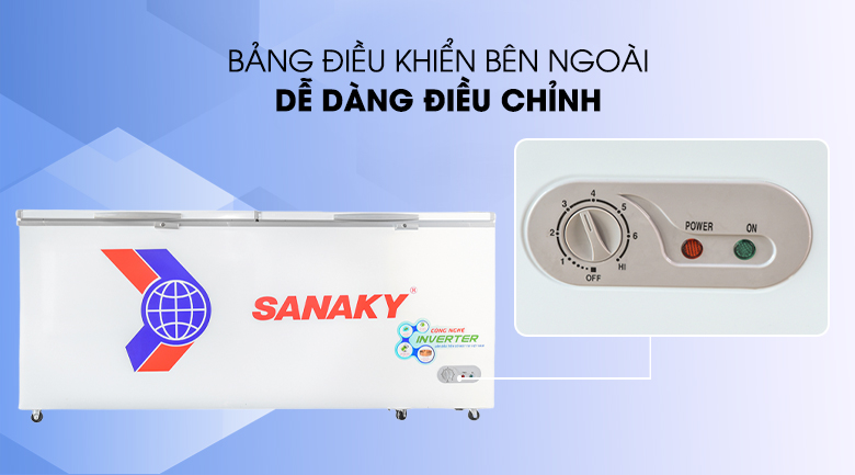 Tủ đông Sanaky Inverter 761 lít VH-8699HY3 có bảng điều khiển bên ngoài giúp cài đặt dễ dàng hơn