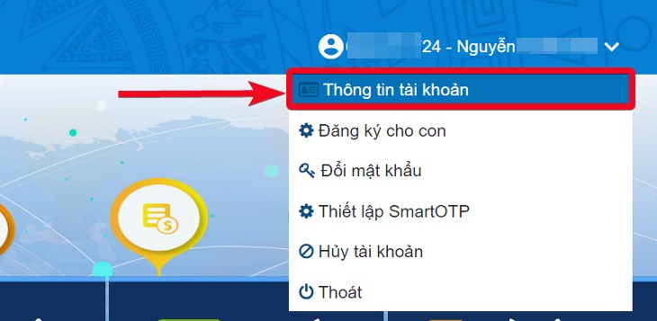 Chọn thông tin tài khoản