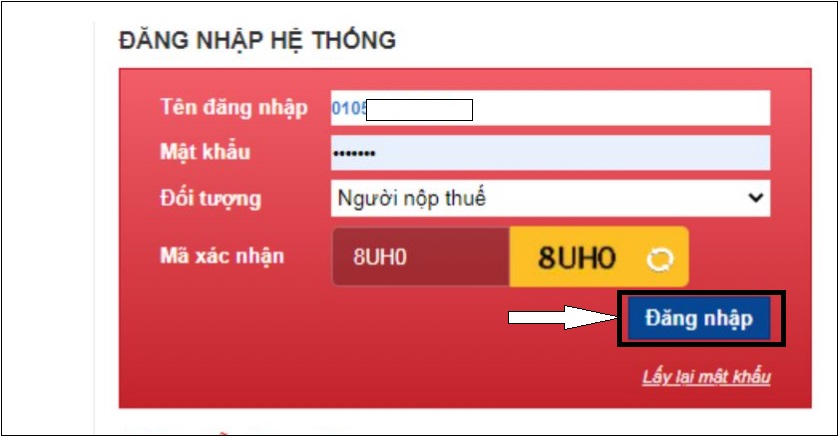 Đăng nhập trang Thuế điện tử và gửi tờ khai