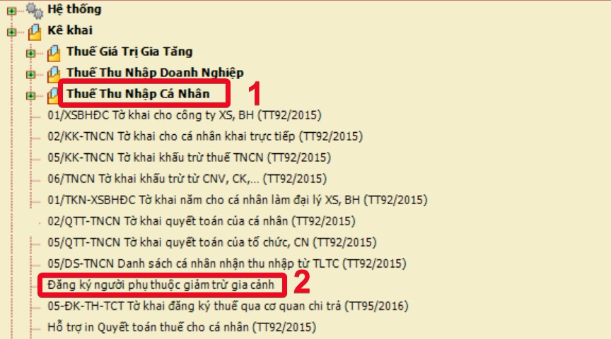 Trong phần Thuế thu nhập, chọn Đăng ký người phụ thuộc để được giảm trừ gia cảnh