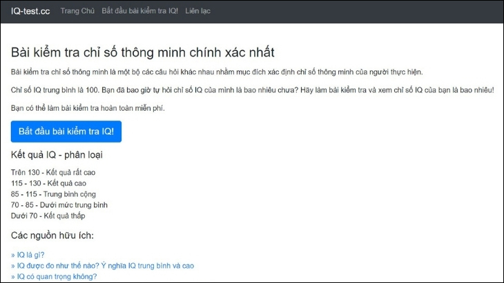 Trang web vn.iq-test.cc