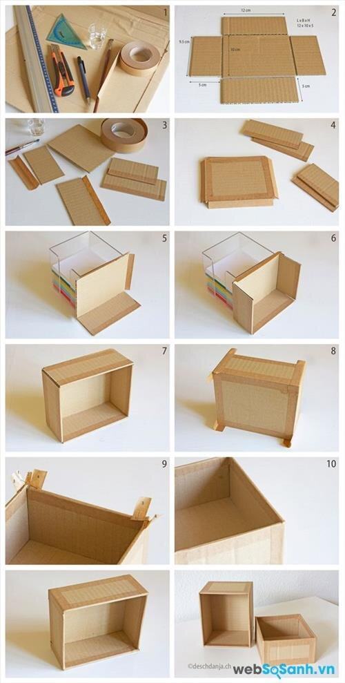 Tổng hợp những cách đơn giản làm hộp chứa đồ xinh xắn từ bìa các tông
