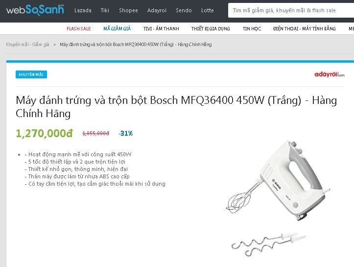 Máy trộn và trộn bột Bosch MFQ36400 450W (Trắng) - Chính hãng