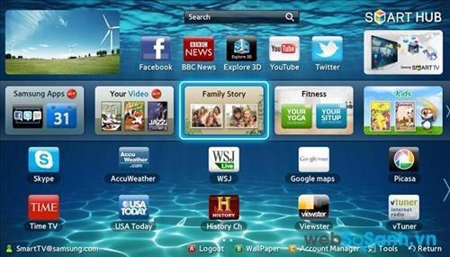 Giao diện Smart Hub của smart tivi Samsung