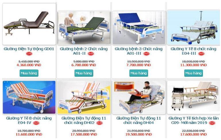 Giường điện tự động GD01, giường y tế 8 chức năng E04-IV, giường điện tự động 11 chức năng DH02, giường bệnh 3 chức năng A01-III, giường y tế 8 chức năng E04-III, giường điện tự động 11 chức năng DH04 và điện giường y tế tích hợp xe đẩy C09 - mẫu mới nhất 2019.