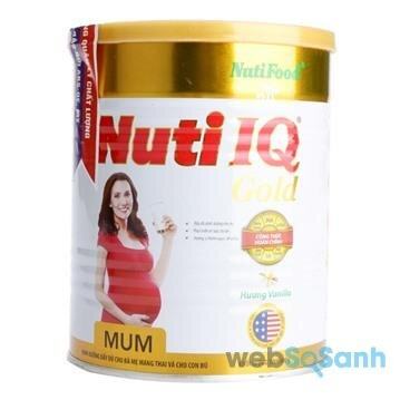 Nuti IQ Mum là sản phẩm sữa bột cho bà bầu khá tốt cho phụ nữ mang thai và cho con bú