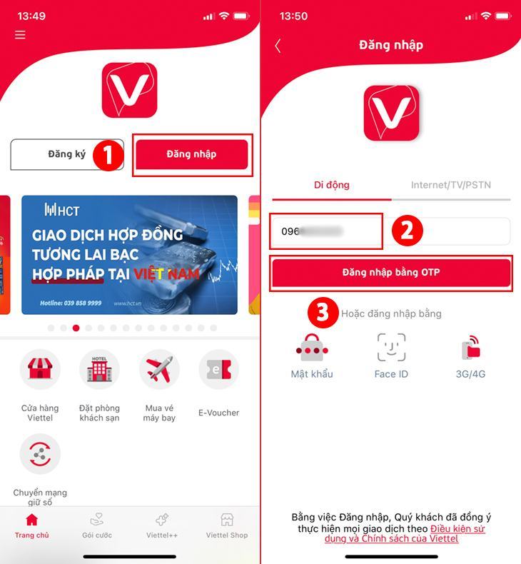 Đăng nhập vào tài khoản Viettel của tôi