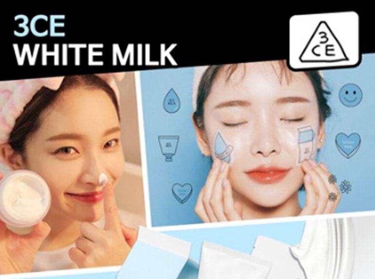 Hiệu quả trang điểm của 3CE White Milk White Cream