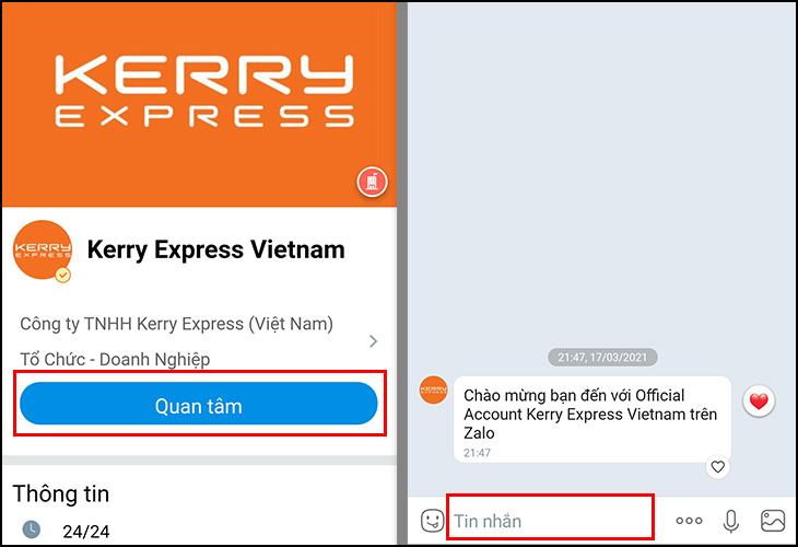 Liên hệ với Kerry Expess 'Zalo