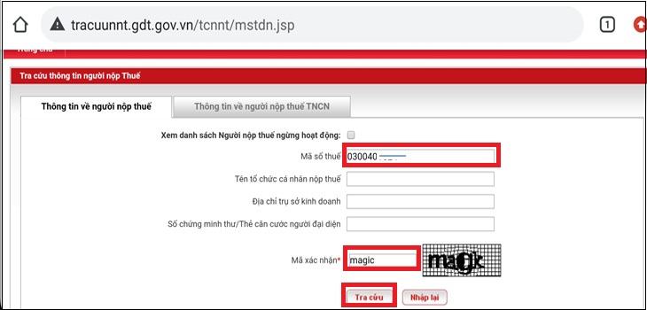 Bước 2: Tại ô tìm kiếm, nhập mã số thuế của công ty bạn cần tìm kiếm