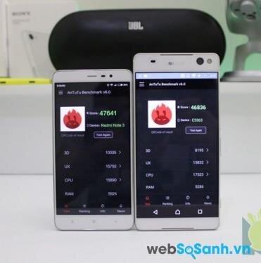 So sánh AnTuTu Benchmark của C5 Ultra và Redmi Note 3