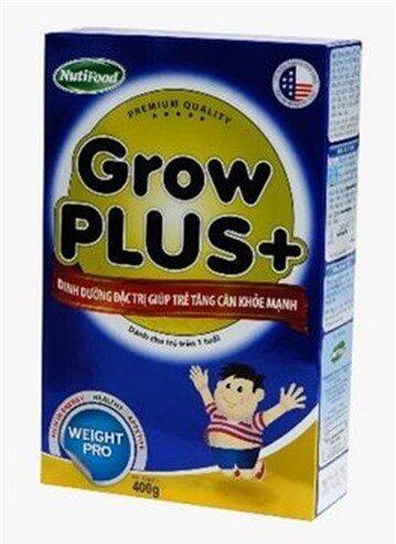 Sữa bột Nutifood Grow Plus + tăng cân - hộp 400g (dành cho trẻ từ 1 tuổi nhẹ cân)
