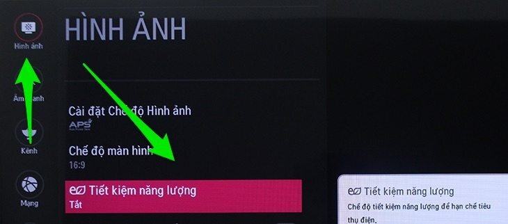 Chế độ tiết kiệm điện cho TV LG