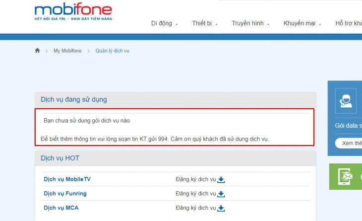 Bước 2: Đây là những dịch vụ bạn đang sử dụng trong phần 