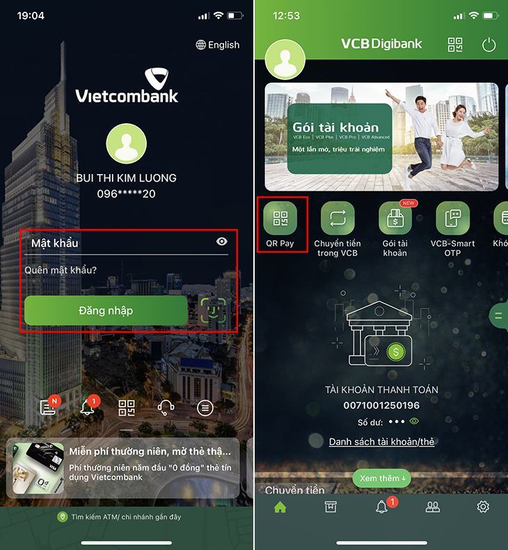 Cách thanh toán QR Pay trên ứng dụng Vietcombank (VCB-Mobile B@nking)