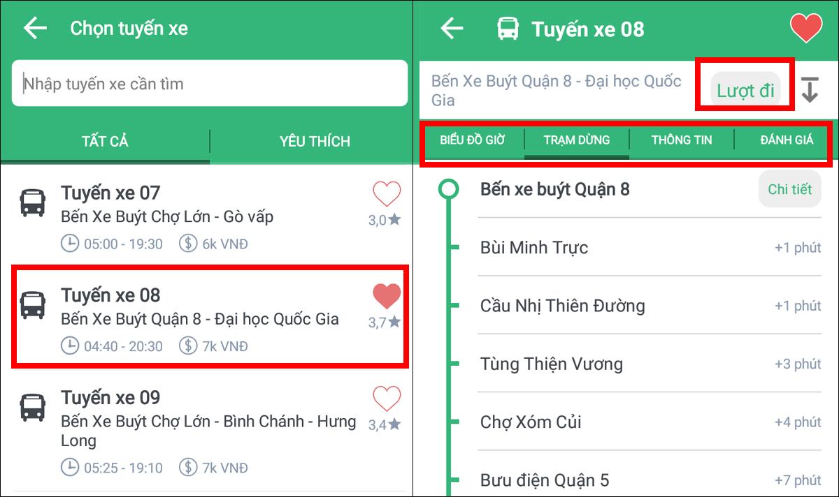 Chi tiết lộ trình