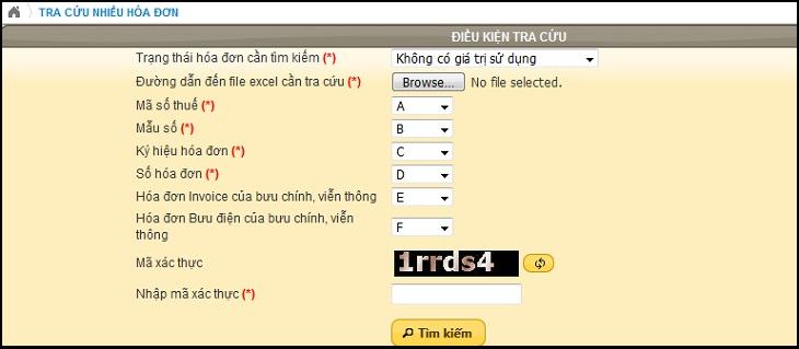 , sau đó cũng khai báo với nội dung mong muốn.  Bạn cũng cần tạo một tệp Excel với thông tin về hóa đơn để có thể tra cứu và tải lên hệ thống.