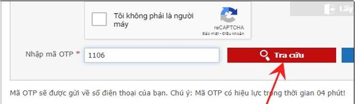 Lưu ý rằng mã OTP có giá trị trong 4 phút 