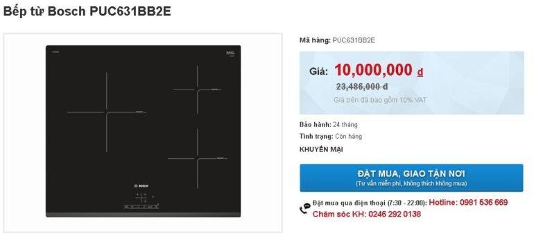 Bếp từ ba PUC631BB2E giảm sốc chỉ còn 10.000.000 đồng