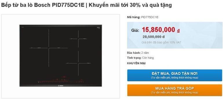 Bếp từ PID775DC1E giảm sốc chỉ còn 15.850.000đ