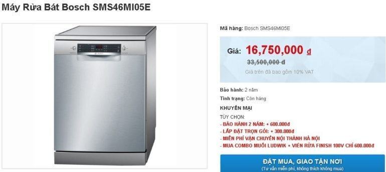 Máy rửa bát SMS46MI05E giảm giá cực sốc chỉ còn 16.750.000đ