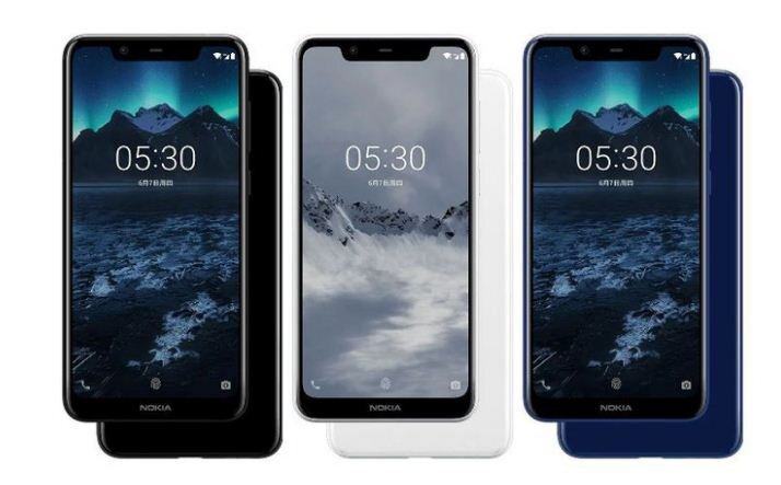 Điện thoại Nokia X5 có 3 màu: đen, xanh và trắng