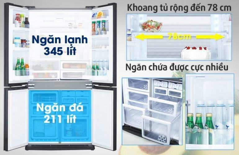 Kích thước của tủ lạnh sharp sj-fx630v-st là bao nhiêu?