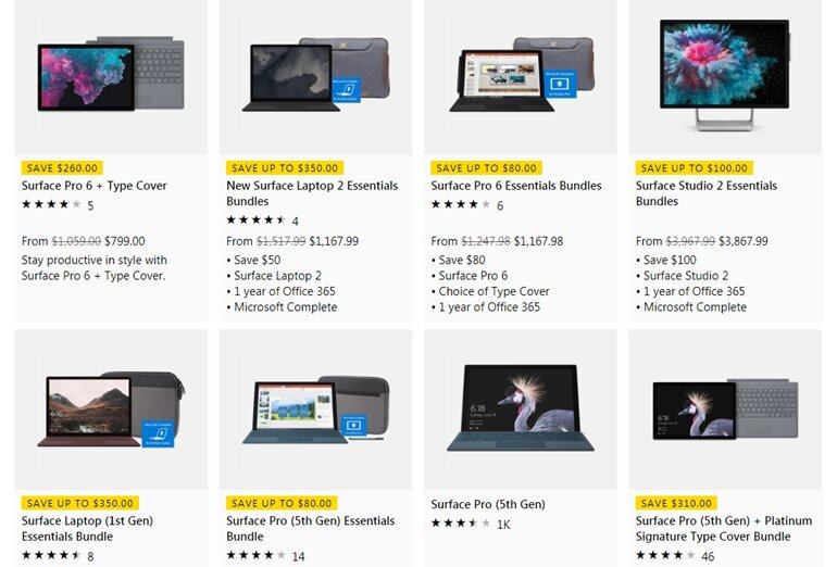 Giá laptop Surface trong đợt Black Friday 2018 là bao nhiêu?