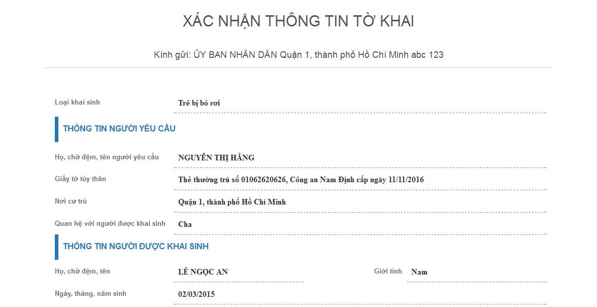 Xem xét và xác nhận thông tin gửi đến cơ quan tiếp nhận.