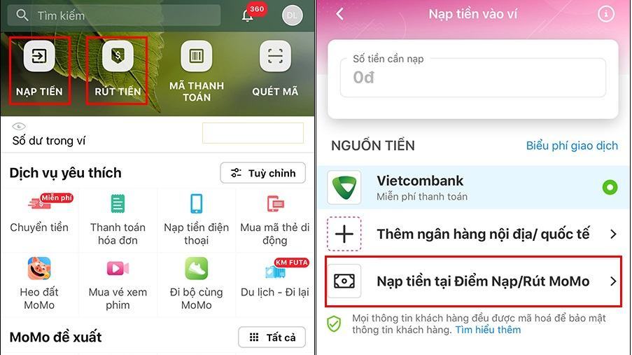 Hướng dẫn cách nạp tiền mặt vào ví MoMo tại điểm nạp/rút MoMo