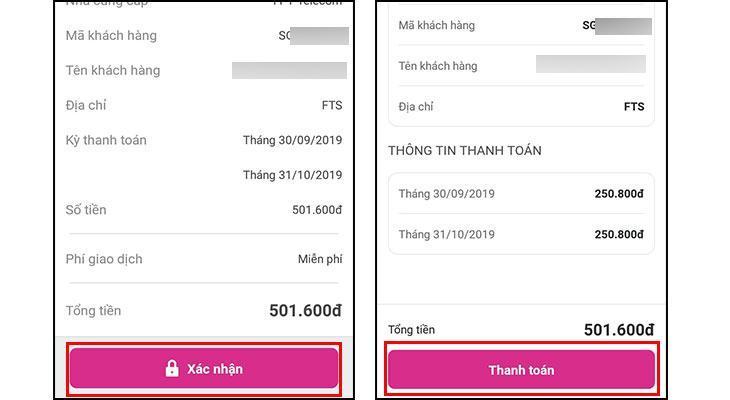 Chọn Xác nhận số tiền và hoàn tất bước thanh toán