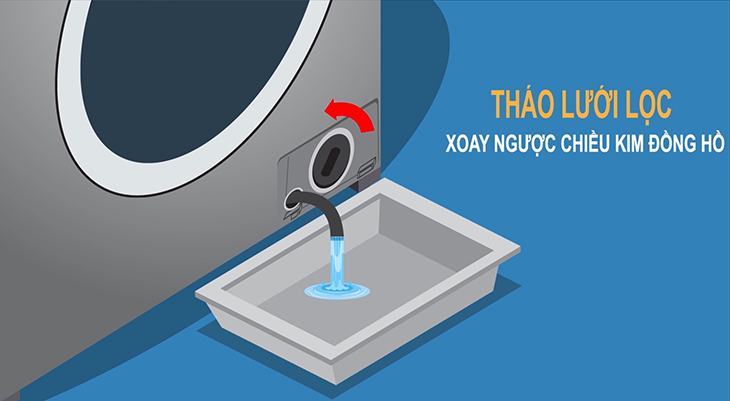 Mở nút xả bổ sung để xả hết nước còn lại