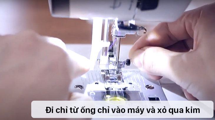 Luồn qua máy và qua kim may