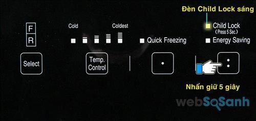 Khóa trẻ em (khóa bảng điều khiển) trên tủ lạnh Hitachi