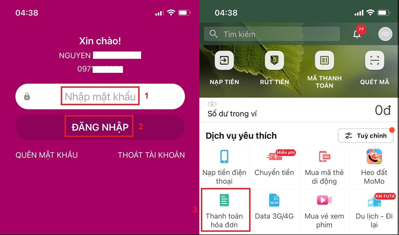 Hướng dẫn tra cứu, thanh toán hóa đơn Internet trên ví điện tử MoMo