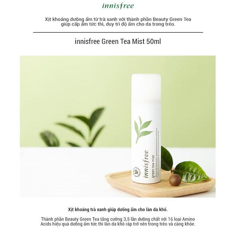 So sánh Xịt khoáng trà xanh Innisfree và Xịt khoáng Aloe Revital Skin Mist