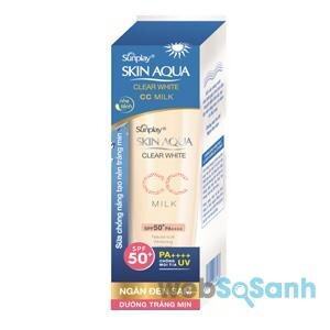 Review Sunplay Skin Aqua Clear White CC Milk SPF50+, PA++++- Sữa chống nắng dưỡng da và trang điểm nhẹ