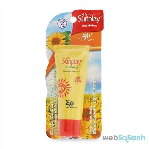 Review kem chống nắng dưỡng da giá rẻ Sunplay Out Going SPF50+, PA+++