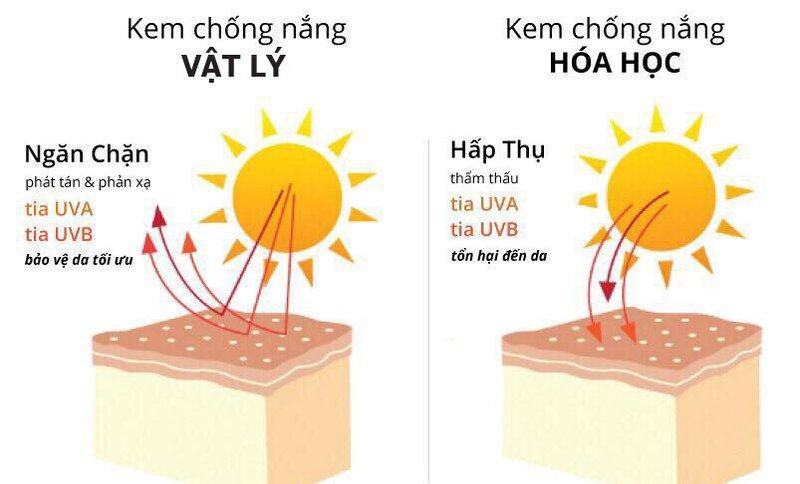 Sự khác nhau giữa kem chống nắng vật lý và kem chống nắng hóa học?