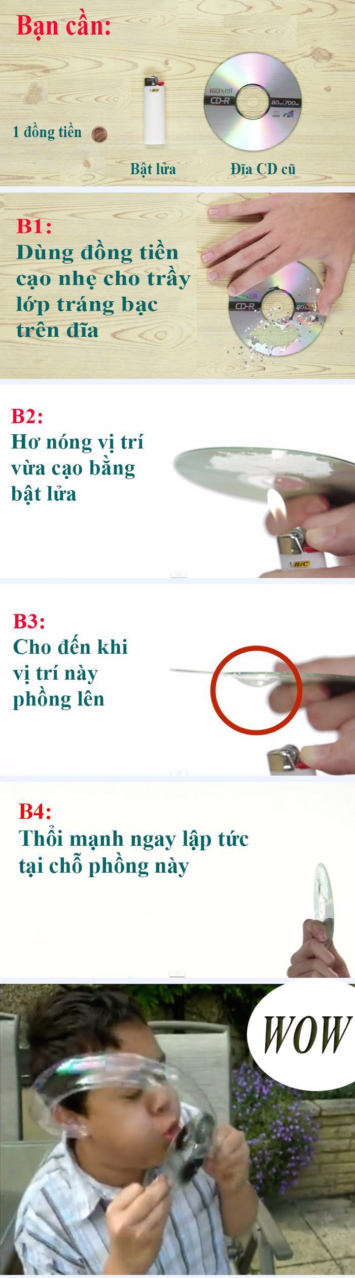 2. Thổi bong bóng khỏi đĩa CD cũ