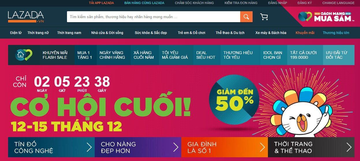 [HOT] Mã giảm giá Lazada Cách Mạng Mua Sắm 12/12 – 15/12 mới nhất 2016