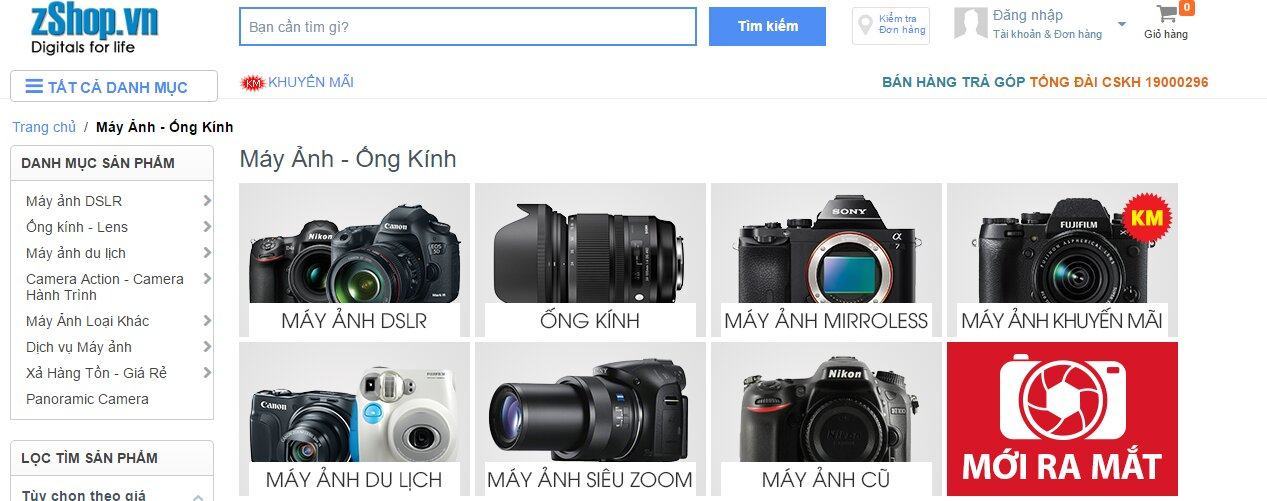 máy ảnh các loại tại zshop