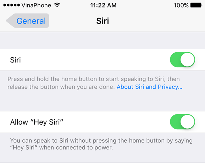 Bật Hey Siri