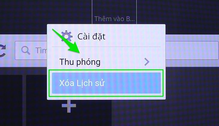 Xóa lịch sử duyệt web để giải phóng bộ nhớ TV