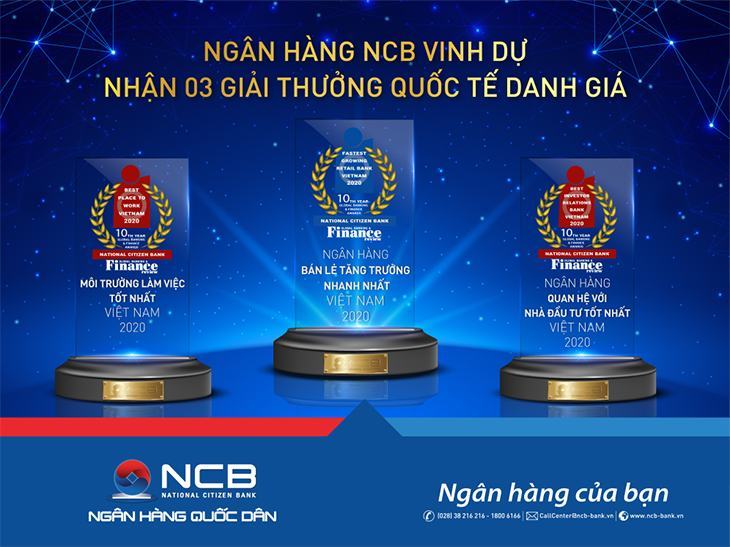 3 giải thưởng uy tín của NCB từ Global Banking & Finance Review năm 2020