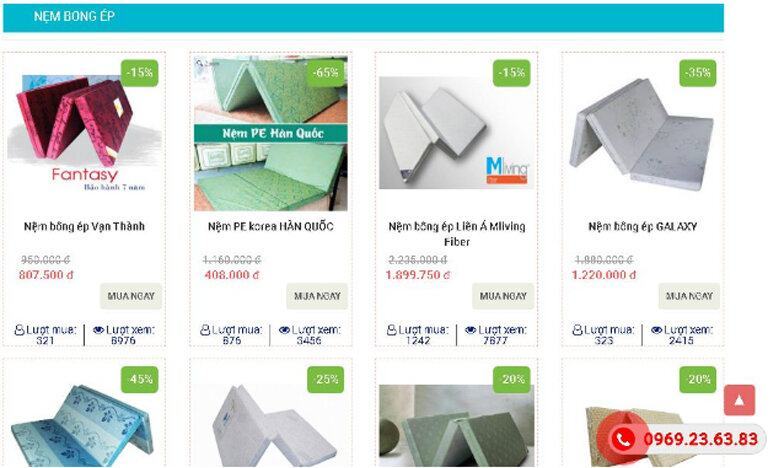 Giảm 10 - 65% nệm cao su, nệm bông ép, nệm lò xo