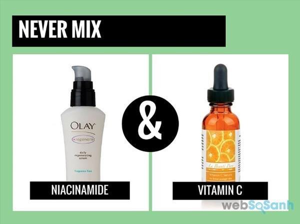     Kết hợp mỹ phẩm nên tránh vitamin C và niacinamide