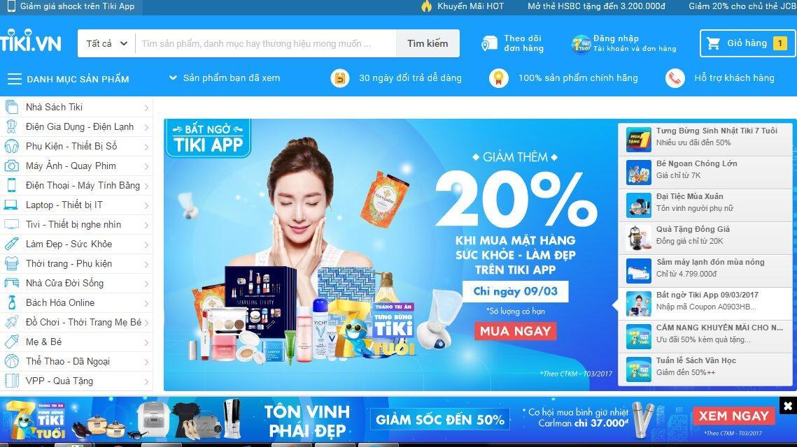 Tổng hợp mã giảm giá TIKI, voucher TIKI khuyến mại mới nhất tháng 03/2017