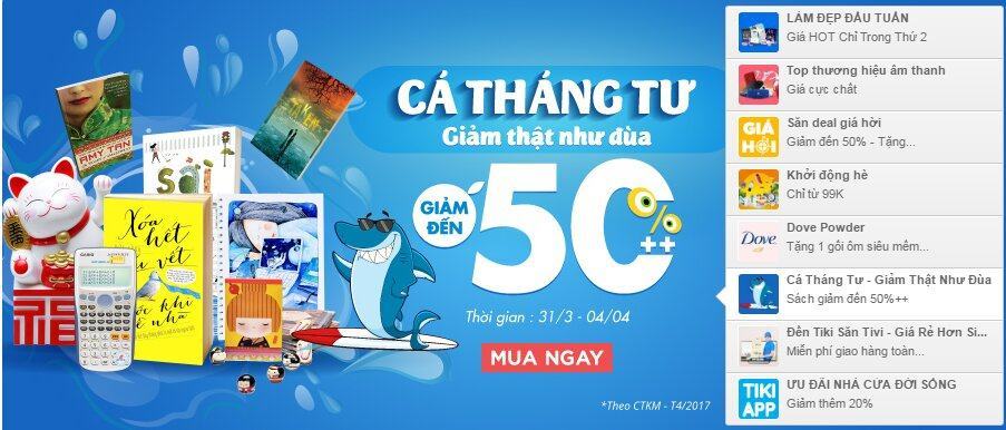 Tổng hợp mã giảm giá TIKI, voucher TIKI, khuyến mại HOT nhất tháng 04/2017